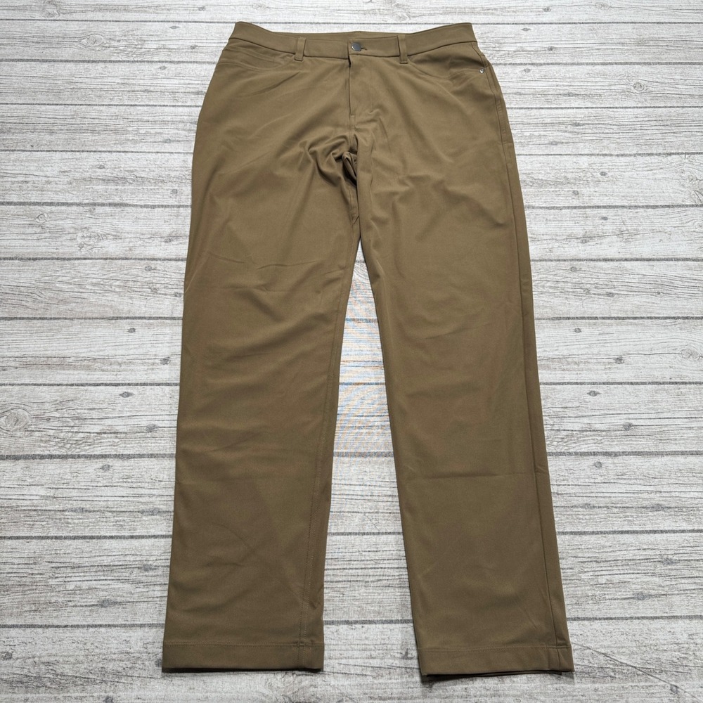 Lululemon Commission Pants Men's 32 Brown Straight Leg Classic Stretch Trousers